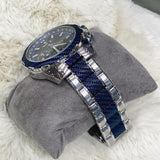 Guess Octane Chronograph Blue Dial Two Tone Steel Strap Watch for Men - W1046G2