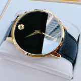 Movado Museum Classic Quartz Black Dial Black Leather Strap Watch for Men - 0607195