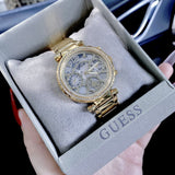 Guess Solstice Diamonds Gold Dial Gold Steel Strap Watch for Women - GW0403L2
