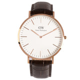 Daniel Wellington Classic York White Dial Brown Leather Strap Watch For Men - DW00100011