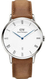 Daniel Wellington Dapper Durham White Dial Brown Leather Strap Watch For Men - DW00100116