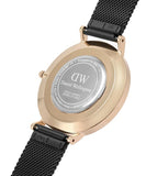 Daniel Wellington Petite Ashfield Black Dial Black Mesh Strap Watch for Women - DW00100307
