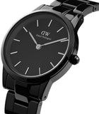Daniel Wellington Iconic Link Ceramic Black Dial Black Steel Strap Watch For Women - DW00100414