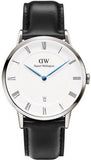 Daniel Wellington Dapper Sheffield White Dial Black Leather Strap Watch For Men - DW00100088