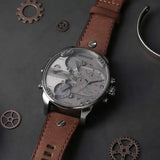 Diesel Mr Daddy Chronograph Grey Dial Brown Leather Strap Watch For Men - DZ7413
