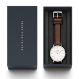 Daniel Wellington Classic Bristol White Dial Brown Leather Strap Watch For Women - DW00100056
