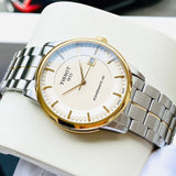 Tissot Luxury Powermatic 80 Gold Dial Silver Steel Strap Watch For Men - T086.407.22.261.00