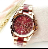 Michael Kors Bradshaw Burgundy Dial Two Tone Steel Strap Watch for Women - MK6270