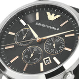 Emporio Armani Giovanni Chronograph Black Dial Black Leather Strap Watch For Men - AR11431