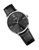 Hugo Boss Jackson Black Dial Black Leather Strap Watch for Men - 1513369