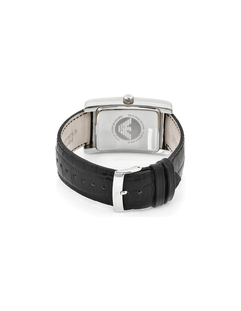 Emporio Armani Black Dial Black Leather Strap Watch For Men - AR0143