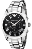 Emporio Armani Velente Chronograph Black Dial Silver Steel Strap Watch For Women - AR0674