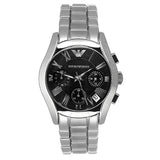 Emporio Armani Velente Chronograph Black Dial Silver Steel Strap Watch For Women - AR0674