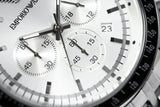 Emporio Armani Sportivo Chronograph Silver Dial Silver Steel Strap Watch For Men - AR6073