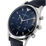 Emporio Armani Lambda Chronograph Blue Dial Blue Leather Strap Watch For Men - AR11018