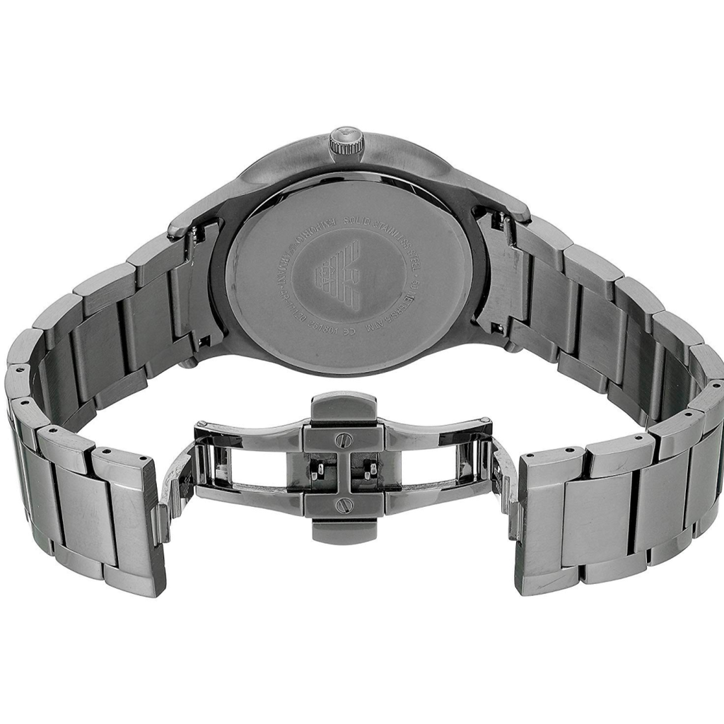 Emporio Armani Renato Quartz Beige Dial Grey Steel Strap Watch For Men - AR11183