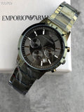 Emporio Armani Renato Chronograph Quartz Grey Dial Green Steel Strap  Watch For Men - AR11117