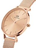 Daniel Wellington Petite Rose Gold Dial Rose Gold Mesh Strap Watch For Women - DW00100472