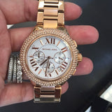 Michael Kors Camille Chronograph White Dial Rose Gold Steel Strap Watch for Women - MK5636