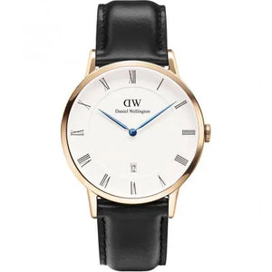 Daniel Wellington Classic Sheffield White Dial Black Leather Strap Watch For Men - DW00100084