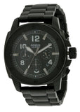 Fossil Machine Chronograph Black Dial Black Steel Strap Watch for Men - FS4927