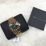 Marc Jacobs Amy Black Dial Gold Steel Strap Watch for Women - MBM3336