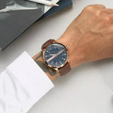 Armani Exchange Hampton Chronograph Blue Dial Brown Leather Strap Watch For Men - AX2172