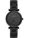 Fossil Carlie Black Dial Black Steel Strap Watch for Women - ES4488