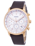 Fossil Goodwin Chronograph White Dial Brown Leather Strap Watch for Men - FS5415