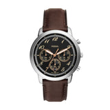 Fossil Neutra Chronograph Black Dial Brown Leather Strap Watch for Men - FS6024