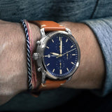 Fossil The Commuter Blue Dial Brown Leather Strap Watch for Men - FS5401