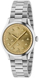 Gucci G Timeless Quartz Gold Dial Silver Steel Strap Watch for Women - YA1265035