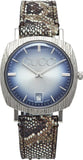 Gucci Grip Vintage Blue Dial Snakeskin Brown Leather Strap Watch for Women - YA152401