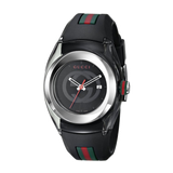 Gucci Sync Quartz Black Dial Black Rubber Strap Watch For Men - YA137301