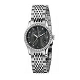 Gucci G Timeless Diamonds Mother of Pearl Black Dial Silver Mesh Bracelet Watch For Women - YA126507