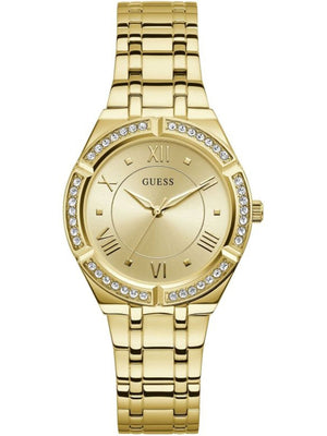 Guess Cosmo Diamonds Gold Dial Gold Steel Strap Watch For Women - GW0033L2
