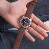 Guess Connoisseur Blue Dial Brown Leather Strap Watch For Men - GW0353G2
