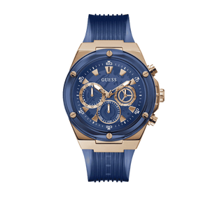 Guess Poseidon Chronograph Blue Dial Blue Silicone Strap Watch For Men - GW0425G3