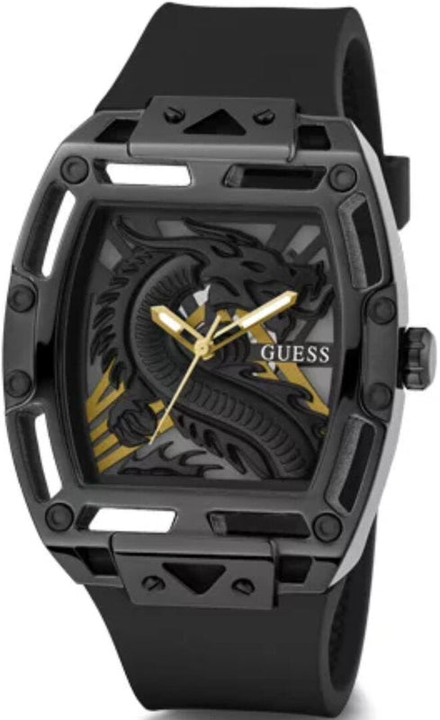 Guess Legend Analog Black Dial Black Rubber Strap Watch For Men - GW0648G1