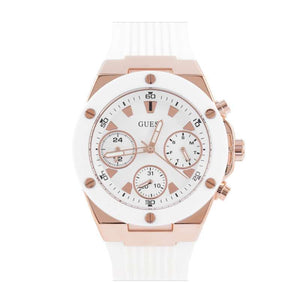 Guess Athena White Dial White Rubber Strap Watch For Women - GW0030L3
