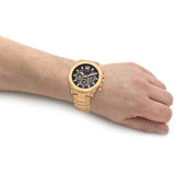 Guess Edge Chronograph Black Dial Gold Steel Strap Watch For Men - GW0539G2