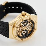 Guess Asteria Multifunction Gold Dial Black Rubber Strap Watch For Women - GW0620L2