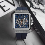 Guess Leo Chronograph Navy Blue Dial Blue Silicone Strap Watch For Men - GW0637G1