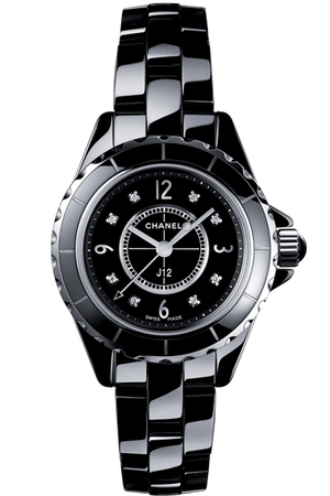 Chanel J12 Diamonds Black Dial Black Steel Strap Watch for Women - J12 H2569