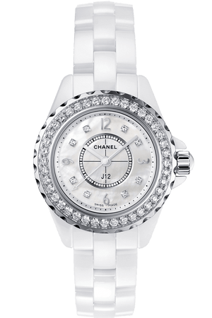 Chanel J12 Diamonds Quartz White Dial White Steel Strap Watch for Women - J12 H2572