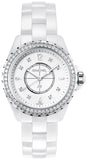 Chanel J12 Quartz Diamonds White Dial White Steel Strap Watch for Women - J12 H3110