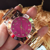 Marc Jacobs Amy Purple Dial Rose Gold Steel Strap Watch for Women - MBM8618