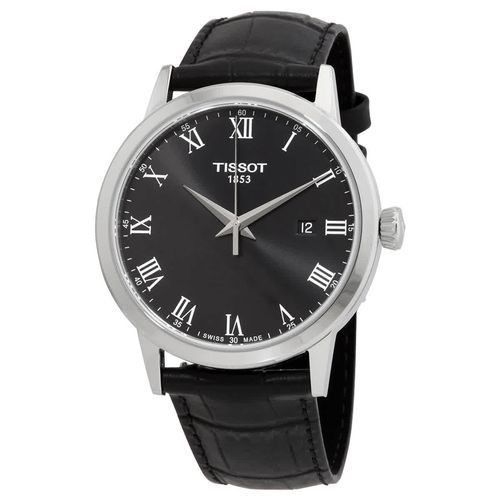 Tissot T Classic Dream Black Dial Black Leather Strap Watch for Men - T122.410.16.053.00