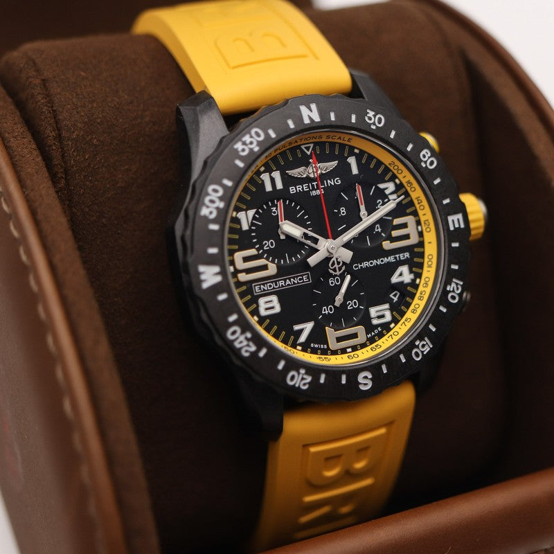Breitling Endurance Pro Black Dial Yellow Rubber Strap Watch for Men - X82310A41B1S1