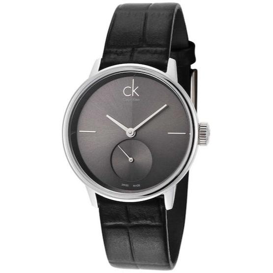 Calvin Klein Accent Black Dial Black Leather Strap Watch for Men - K2Y211C3